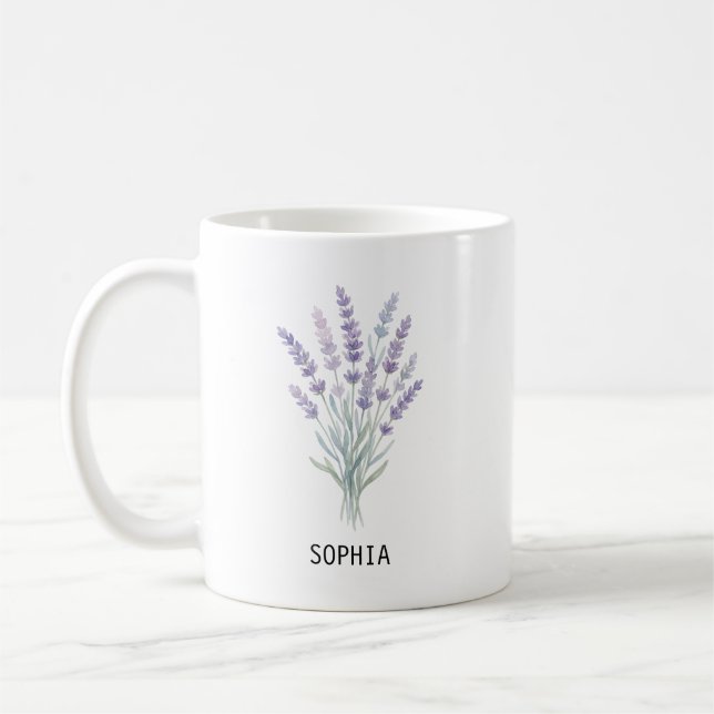 Café Caneca de Lavanda em Aquarela Elegante (Esquerda)