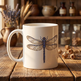 Café Caneca de Libélula Celestial Luxo Linha Arte
