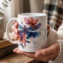 Caneca de Libélula com Aquarela Personalizada