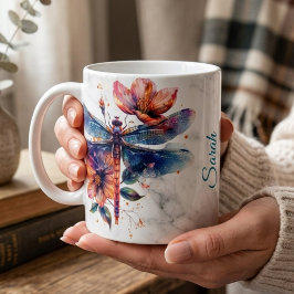 Café Caneca de Libélula com Aquarela Personalizada