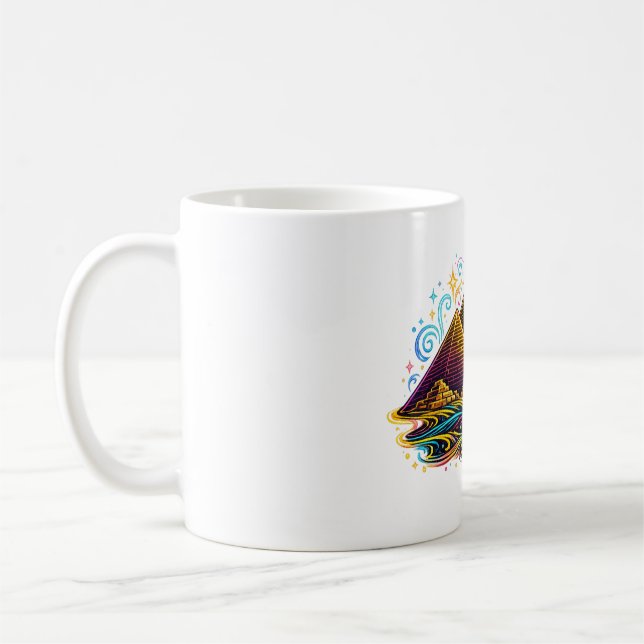 Café Caneca de Linha de Arte das Pirâmides de Gizé Neon (Esquerda)