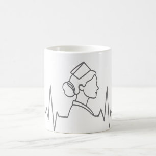 Café Caneca de Linha de Arte Minimalista de Enfermeira