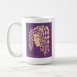 Café Caneca de Linha de Arte Roxa de Mulher Pacífico Pe