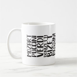 Café caneca de lista de compositores de ópera
