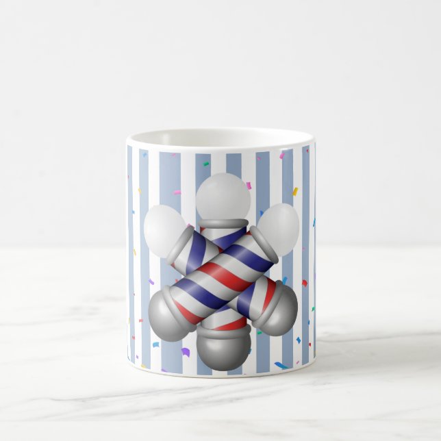 Café Caneca de Listra Azul e Branco Poste de Barbeiro (Centro)