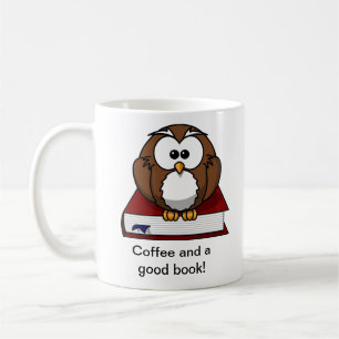 Café Caneca de Livro de Coruja Fofa