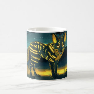 Café Caneca de Lobo Místico com Listras Luminosas no Cr