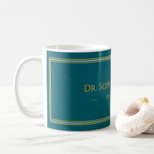 Café Caneca de Luxo Personalizada Azul Profundo Dourado