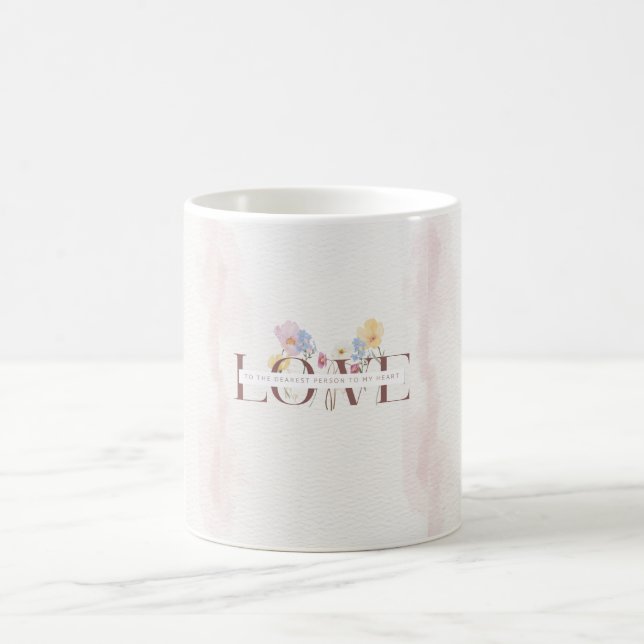 Café Caneca de Luxo Romântica – Flores Pastel AMOR (Centro)