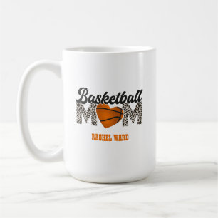 Café Caneca de Mãe de Basquete, frente e verso com desi