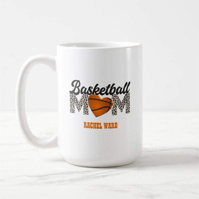 Café Caneca de Mãe de Basquete, frente e verso com desi (Esquerda)