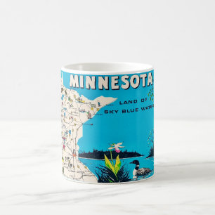 Café Caneca de Mapa Antigo de Minnesota em Postcard