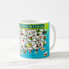 Café Caneca de Mapa de Cartão Postal de Connecticut