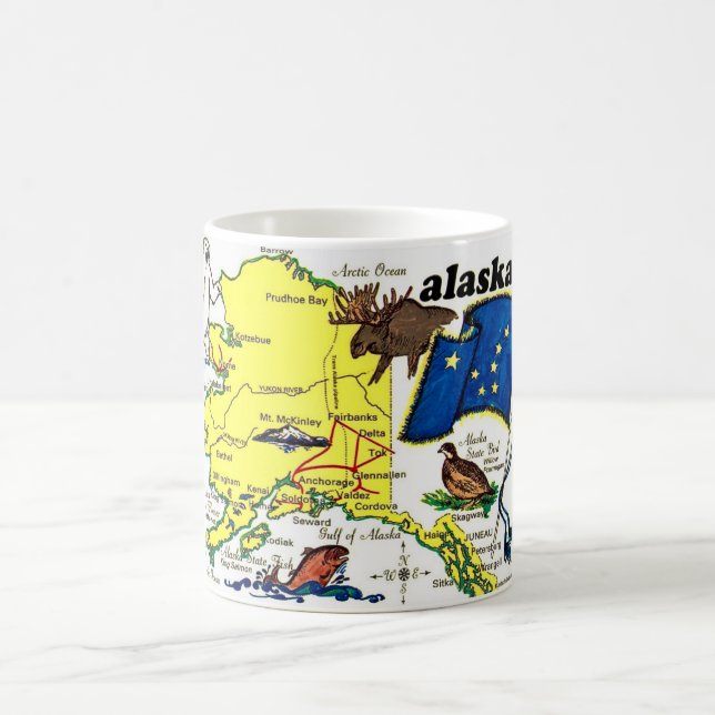 Café Caneca de Mapa do Estado do Alasca em Postcard (Centro)