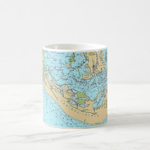 Café Caneca de Mapa Náutico de Sanibel Captiva na Flóri