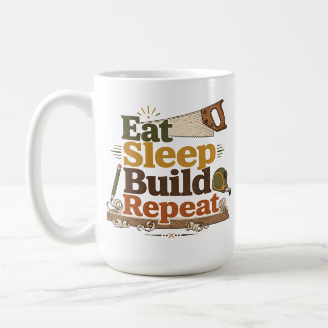 Café Caneca de Marcenaria Comemorar Dormir Construir Re (Esquerda)