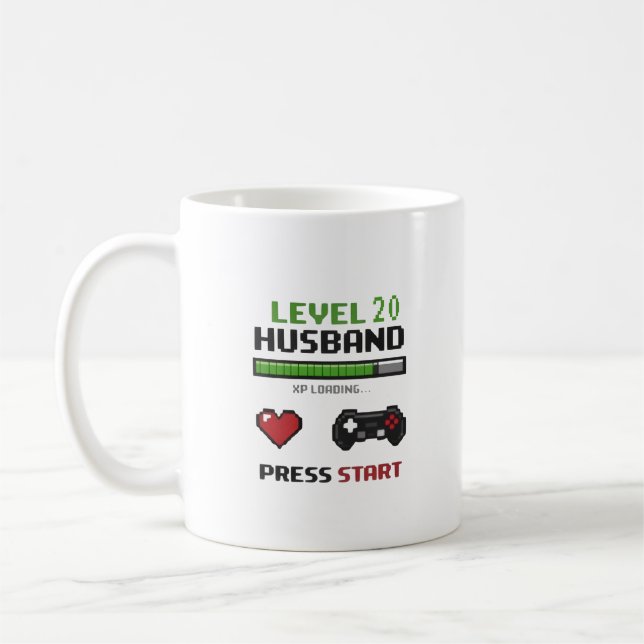 Café Caneca de Marido Gamer Engraçado Pixel Art Design  (Esquerda)