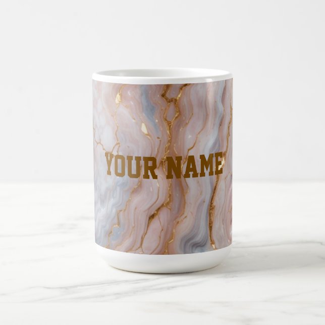 Café Caneca de Mármore Nome Personalizado | Caneca de T (Centro)