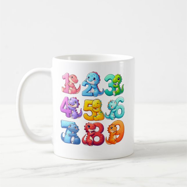 Café Caneca de Matemática com Números de Animais Fofos  (Esquerda)