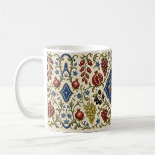 Café Caneca de Medalhão de Romã Iznik – Azul e Creme Ot