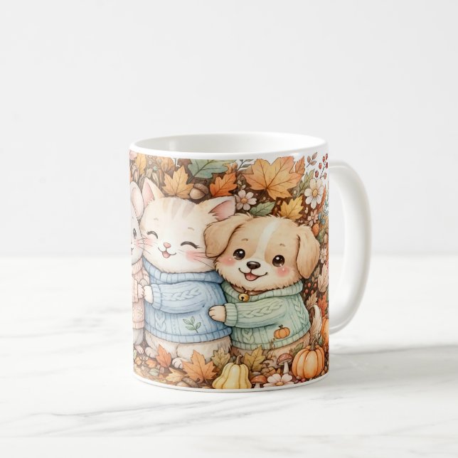 Café Caneca de Melhores Amigos Animais de Outono (Frente Esquerda)