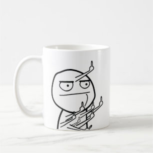 Café Caneca de Meme de Rosto de Raiva com Muitos Dedos 