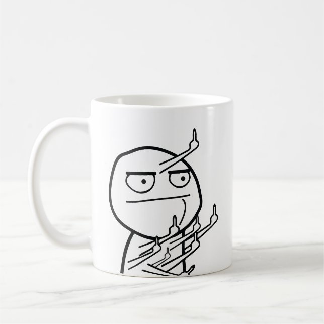 Café Caneca de Meme de Rosto de Raiva com Muitos Dedos  (Esquerda)