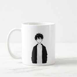 Café Caneca de Menino Anime Minimalista