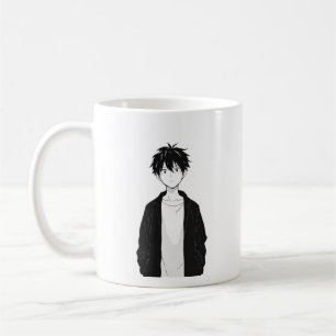 Café Caneca de Menino Anime Minimalista