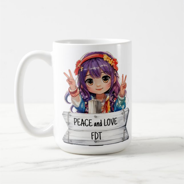 Café Caneca de Merch Contra Trump Paz e Amor (Esquerda)
