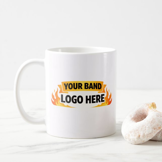 Café Caneca de Merch de Banda – Adicione Nome da Banda  (Com Donut)