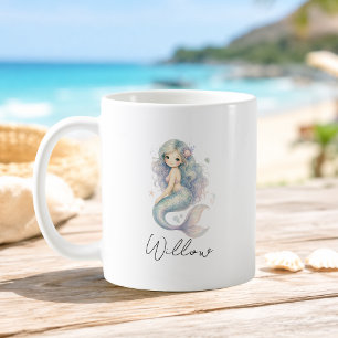 Café Caneca de Mermaid Oceano Nome Personalizado