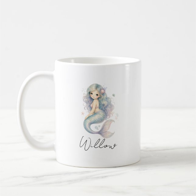 Café Caneca de Mermaid Oceano Nome Personalizado (Esquerda)