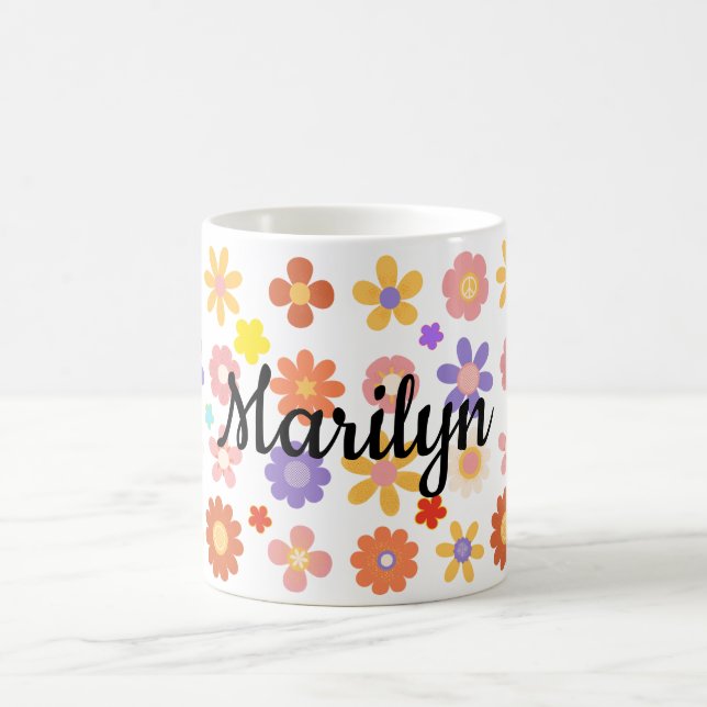 Café Caneca de mistura vibrante de flores coloridas (Centro)