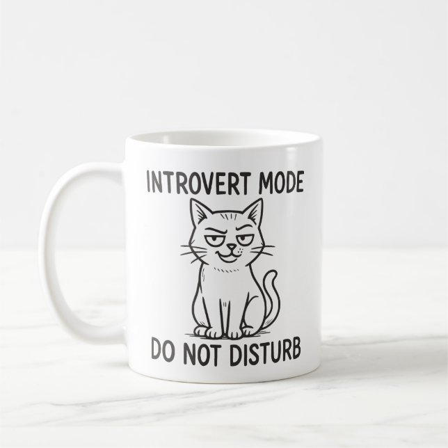 Café Caneca de Modo Introvertido de Gato Engraçado Não  (Esquerda)