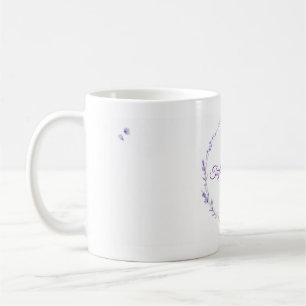 Café Caneca de Monograma com Coroa Floral de Lavanda co
