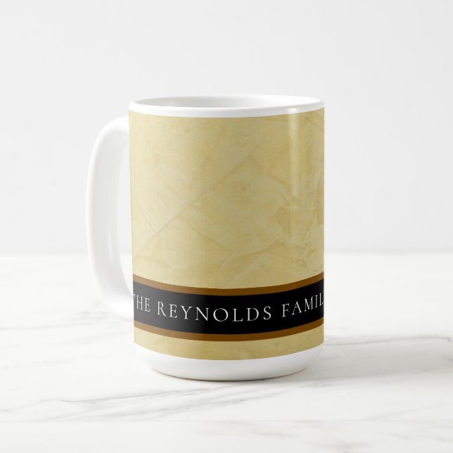 Café Caneca de Monograma com Faixa Preta e Revestimento (Frente Esquerda)