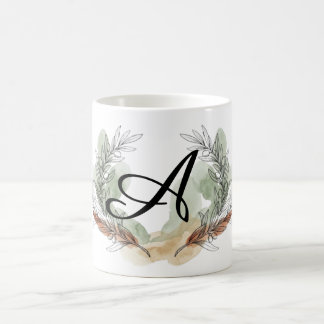 Café Caneca de Monograma com Ramo de Oliveira Personali