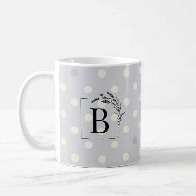 Café Caneca de Monograma de Bolinhas Elegantes – Favor  (Esquerda)