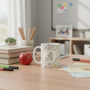 Café Caneca de Monograma de Flor Silvestre de Presente 