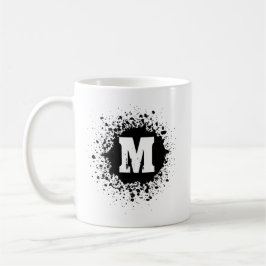 Café Caneca de Monograma Duplo com Mancha de Tinta Pret