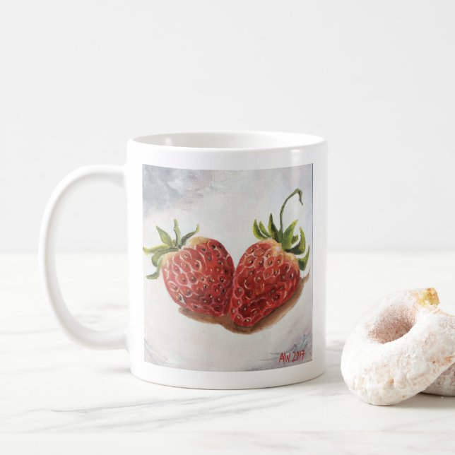 Café Caneca de morangos (Com Donut)