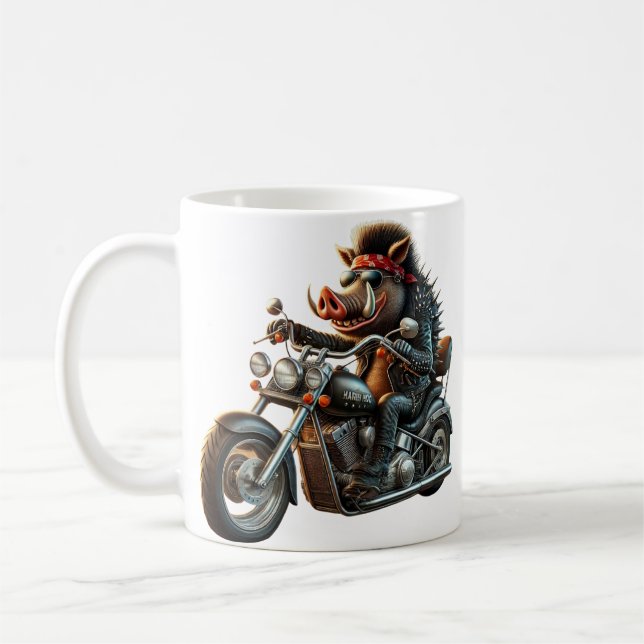 Café Caneca de Motoqueiro Road Hog | Design de Hog de M (Esquerda)