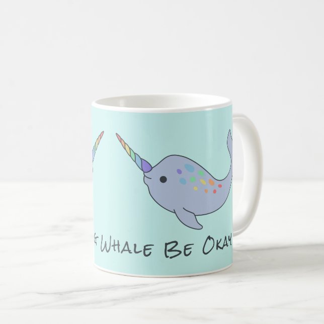 Café Caneca de Narwhal do arco-íris (Frente Esquerda)