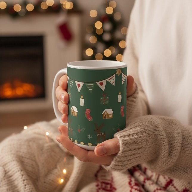 Café Caneca de Natal Aconchegante Hygge Rena e Biscoito (Criador carregado)
