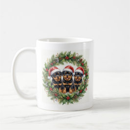 Café Caneca de Natal Adoráveis Filhotes Rottweilers