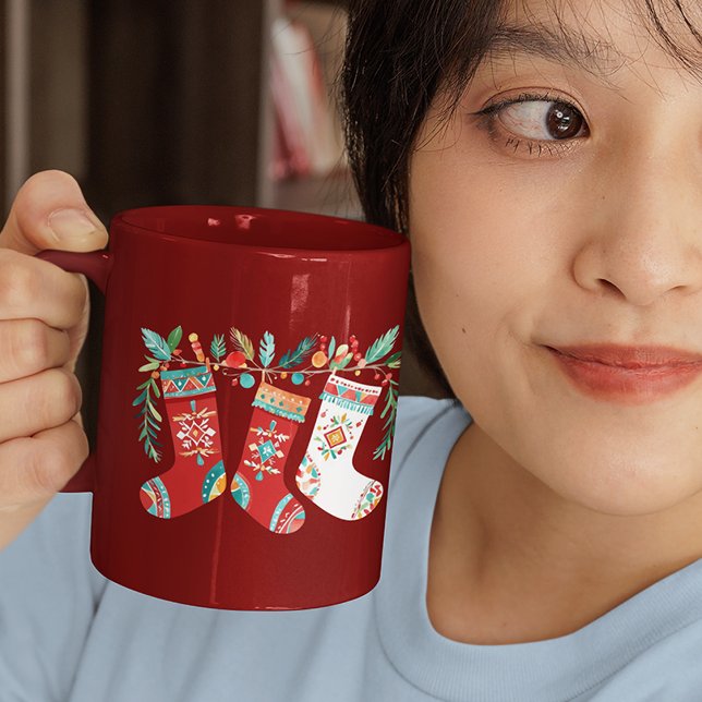 Café Caneca de Natal Alegre Boho Moderna (Criador carregado)