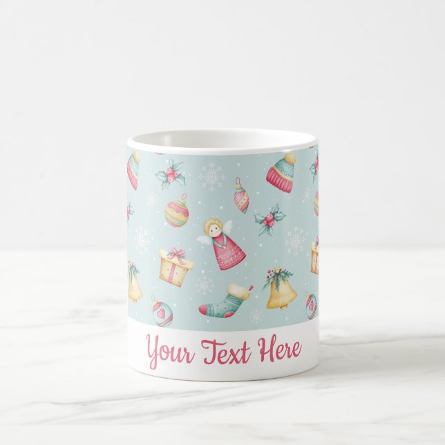 Café Caneca de Natal Azul Claro Personalizada (Centro)