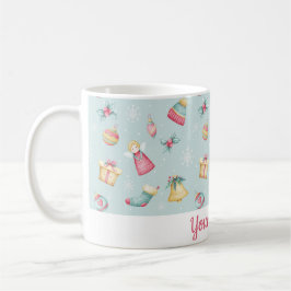 Café Caneca de Natal Azul Claro Personalizada