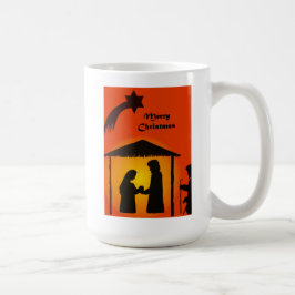 Café Caneca de Natal Branca com Silhouette de Natividad